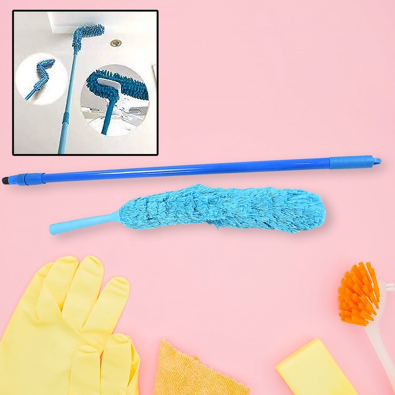 Adjustable Long Handle Microfiber Dust Brush  Foldable Ceiling & Appliance Cleaner