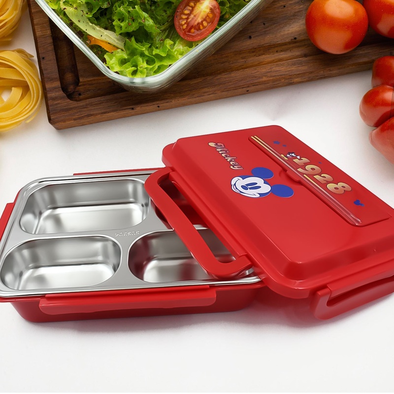 Cartoon Printed 4Compartment Insulated Lunch Box Stainless Steel |Tiffin Box for Boys, Girls, School & Office Menfor Microwave  Freezer SafeAdult Children Food Container (1 Pc)