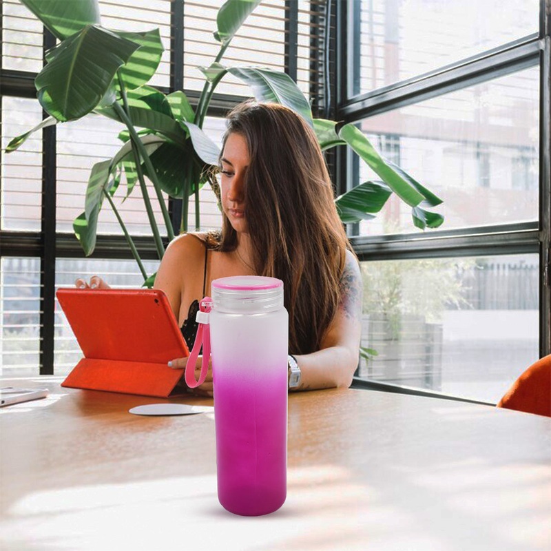 Motivational Glass Water Bottle Colorful potable Water Glass Bottle With Rubber Band,Daily Intake Hourly Water Bottle to Ensure You Drink Enough Water Throughout The Day Reusable Cycling Gym, Workout Fitness Bottle (350 ML)