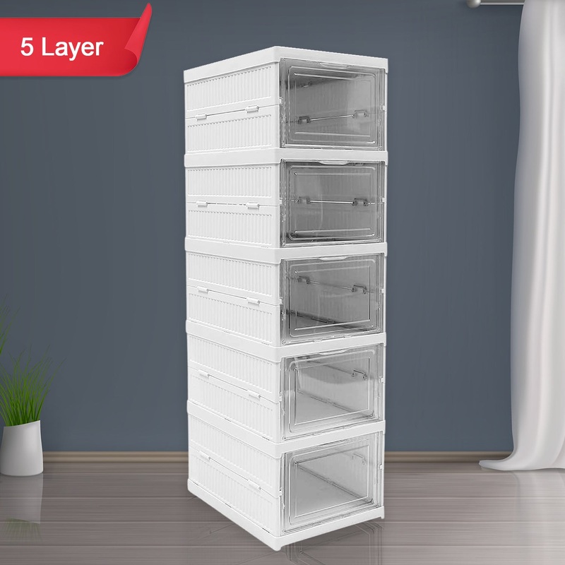 5-Layer Stackable Utility Cart  Foldable Storage Organizer for Clothes & Home (1 Pc)