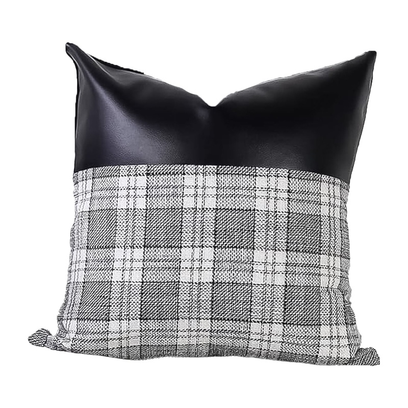 Pillow Covers Cushion Cases Soft Leather and Cotton (23  22 Inch / 1 Pair / 2 Pc)