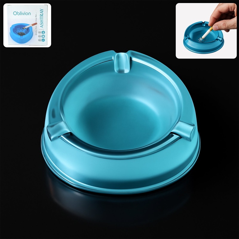 Oblivion Heavy-Duty Transparent Plastic Ashtray with Triple Rest Slots  Anti-Slip Base (1 Pc)