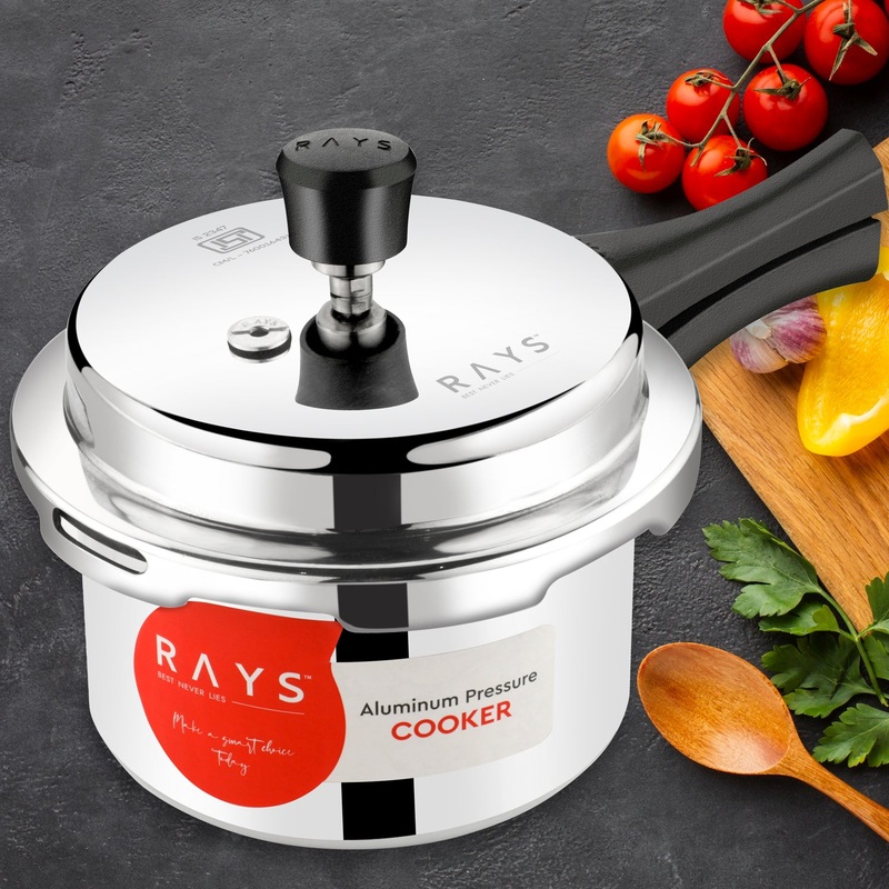 Aluminium Rays Aura Pressure Cookers With Outer Lid (3.5 Litres / 5-Year warranty,  ISI Number :- 2347, BIS Number :- CM/L -7600164310