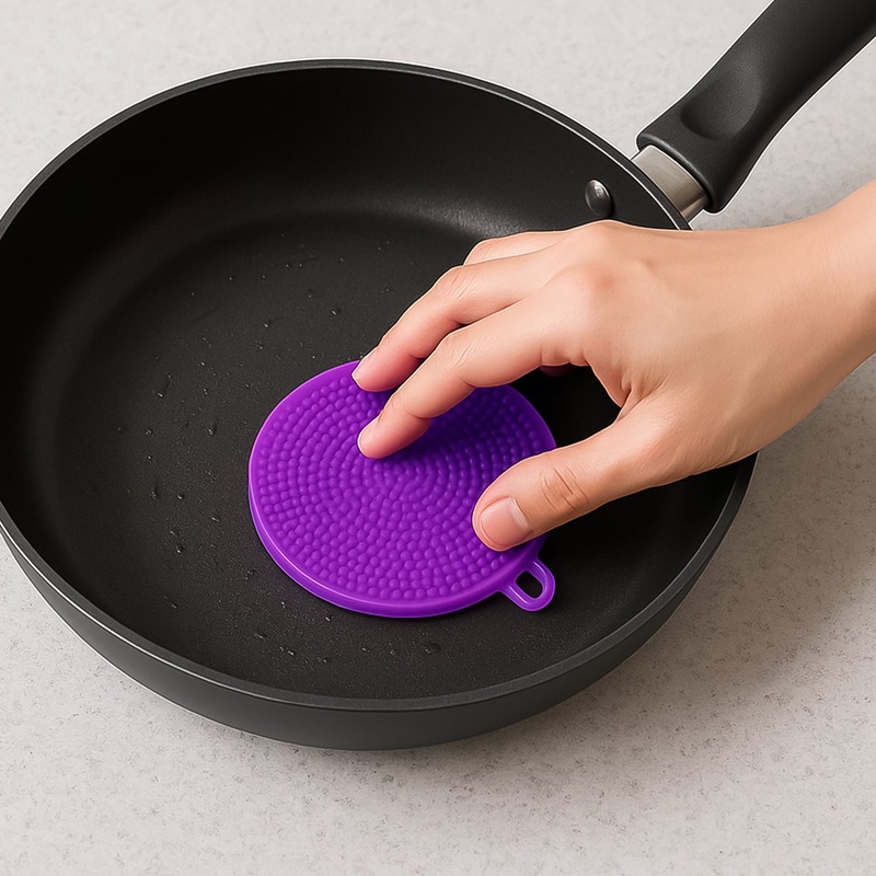 Purple Silicone Dish Scrubber Sponge Mildew Free, Non Stick, Heat Resistant
