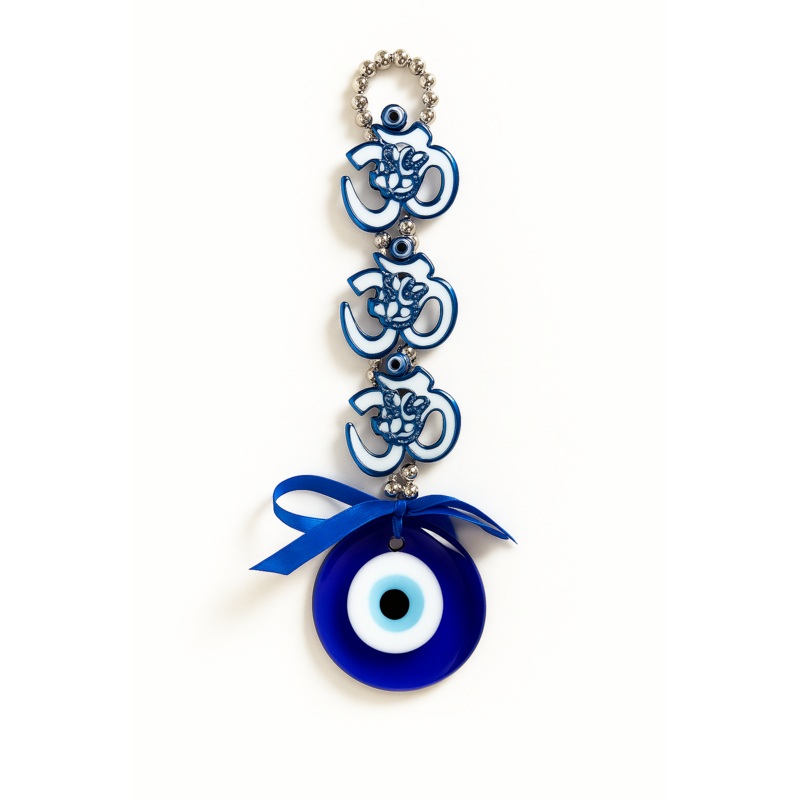 Triple Ganesha Om Hanging with Evil Eye  Spiritual Wall Decor Charm