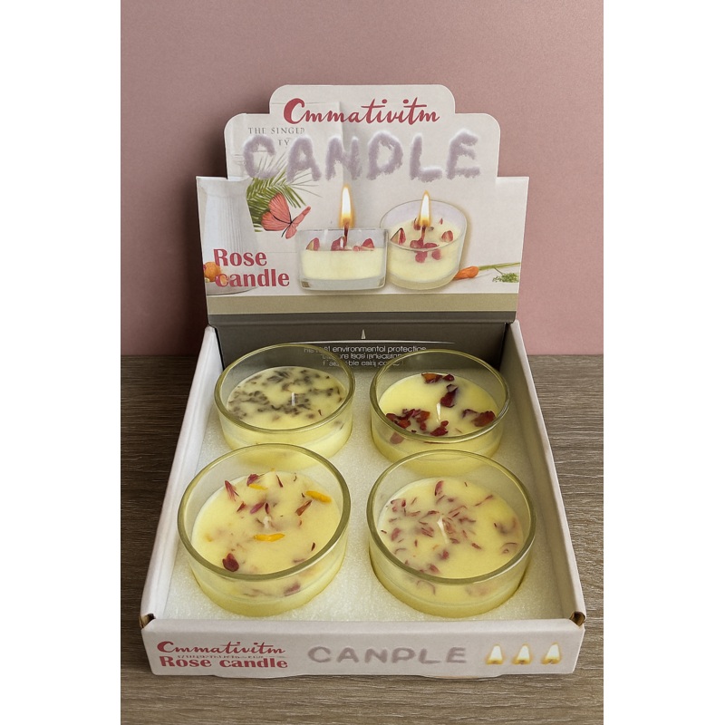 BlossomGlow Rose Candles  Set of 4