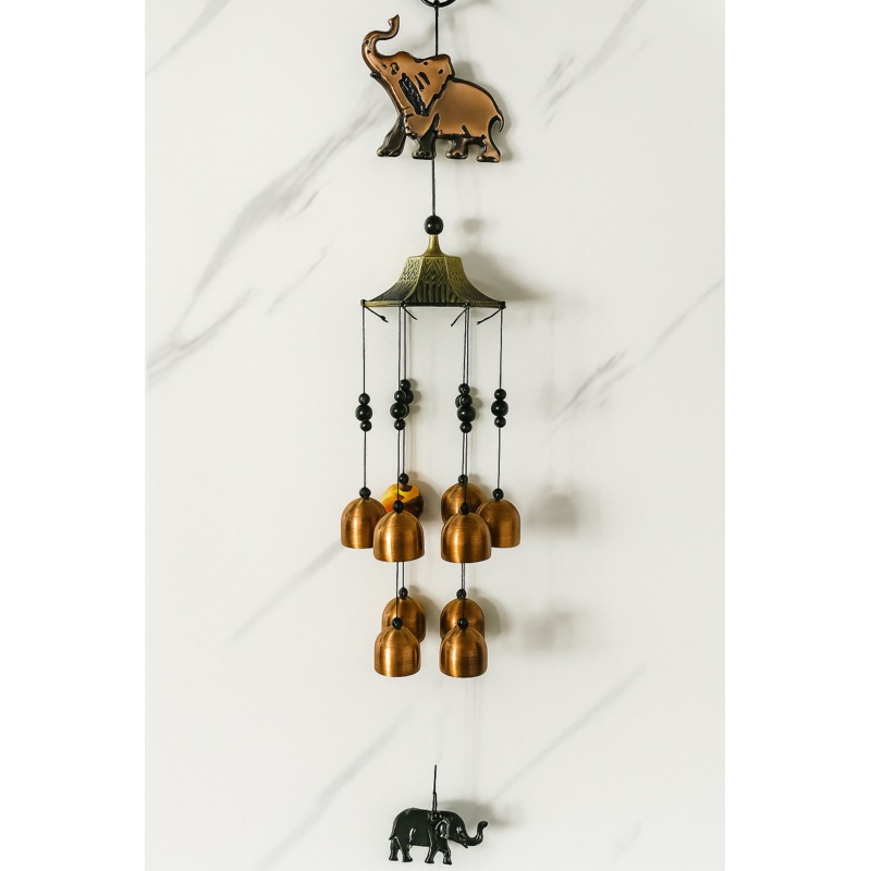 Elephant Design Metal Wind Chime  Decorative Hanging Bell for Home, Balcony & Vastu Decor