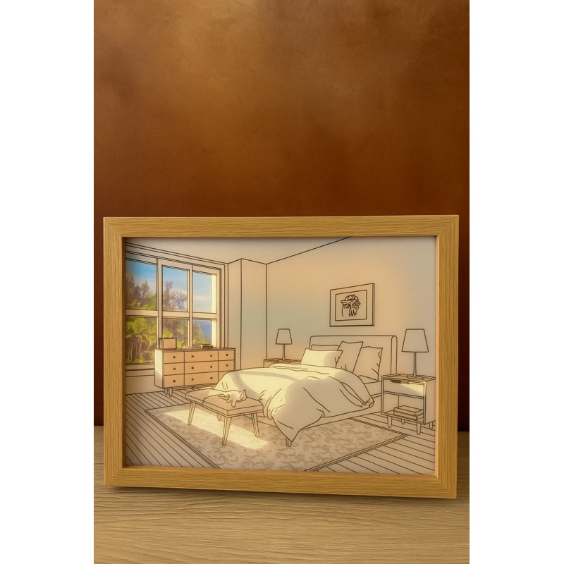 GlowFrame Bedroom Scene Light Box  3D Wooden Frame LED Night Lamp for Home Decor