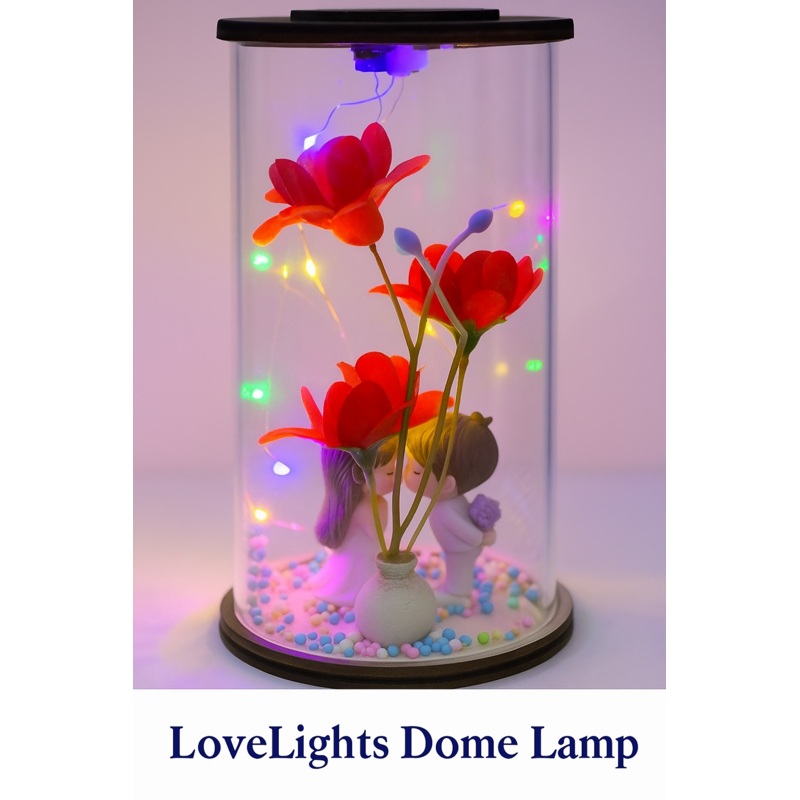 LoveLights Dome Lamp  Romantic LED Couple Night Light with Flowers