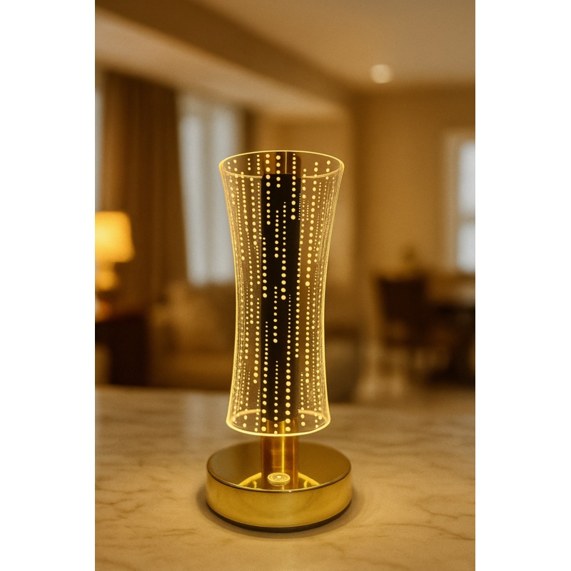 LumiDot Gold Touch Lamp  LED Night Light with Dotted Pattern & Golden Base