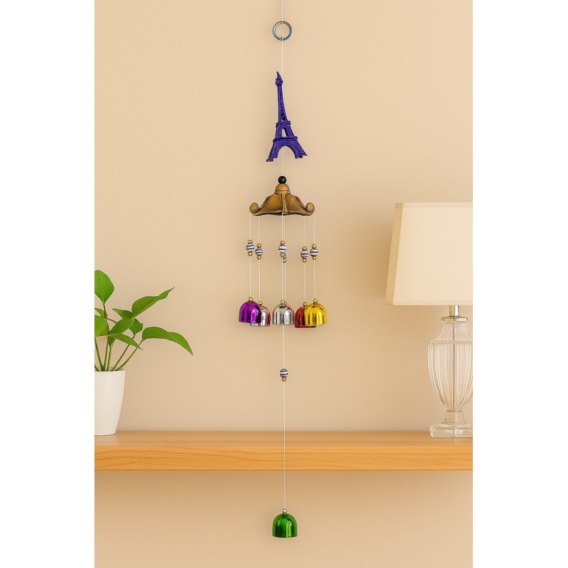 Eiffel Tower Wind Chime  Colorful Hanging Bell Decor for Home, Balcony & Gifting