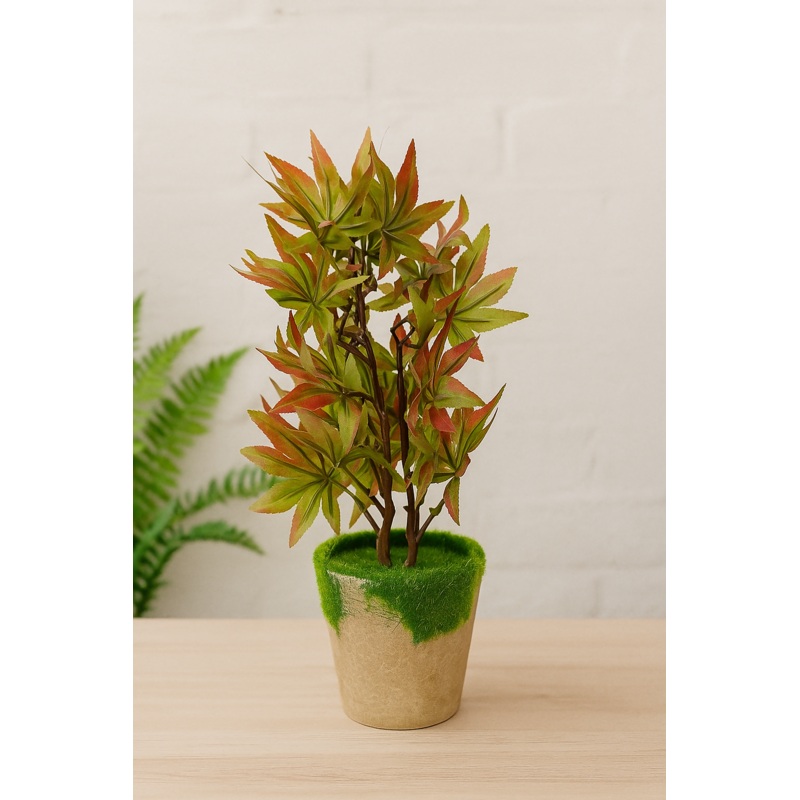 Verdant Maple Bloom Ornamental Plant for Indoor and Outdoor, Home, Shop, Office, Restaurant Decor Dark Green (Pack of 1), Plastic