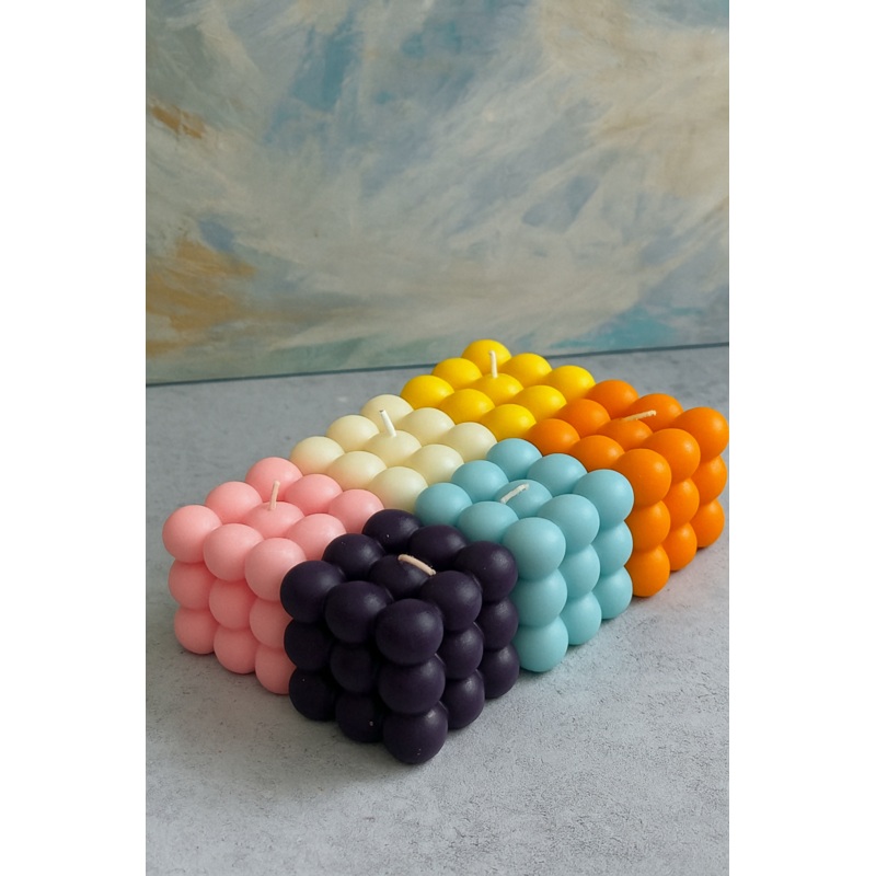 Bubble Cube Scented Candles  Set of 12 Colorful Decorative Soy Wax Candles for Home Decor & Gifting