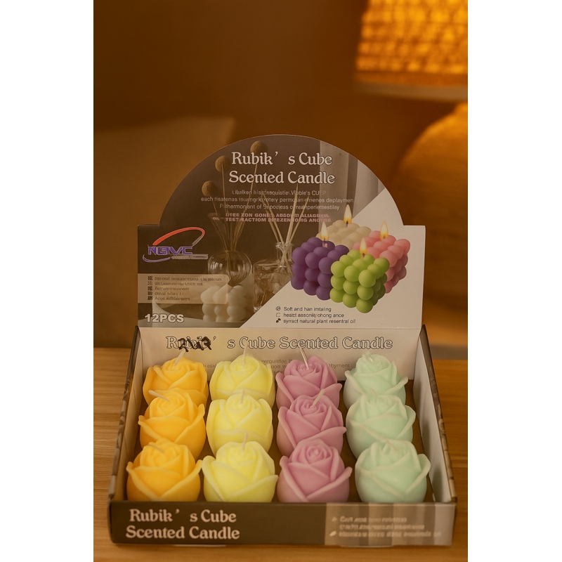 Rose Shaped Scented Candles  Set of 6 Colorful Decorative Aromatherapy Candles for Gifting & Home Decor