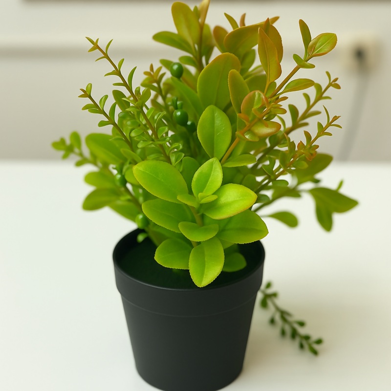 Artificial Green Berry Plant in Black Pot