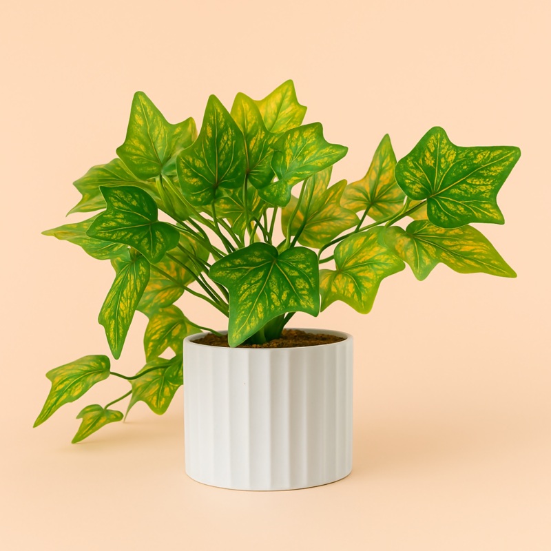 Autumn Ivy Artificial Plant in Textured White Pot Orange