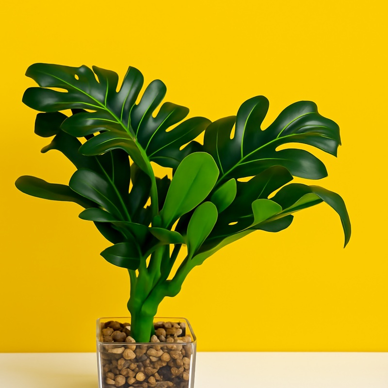 Elegant Artificial Monstera Plant in Transparent Pot (1PC)