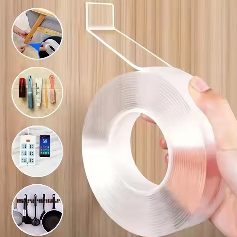 Sticky Double Sided Tape Washable Adhesive Tape Reusable (Thin / 6.53 Cm / 1 Pc)