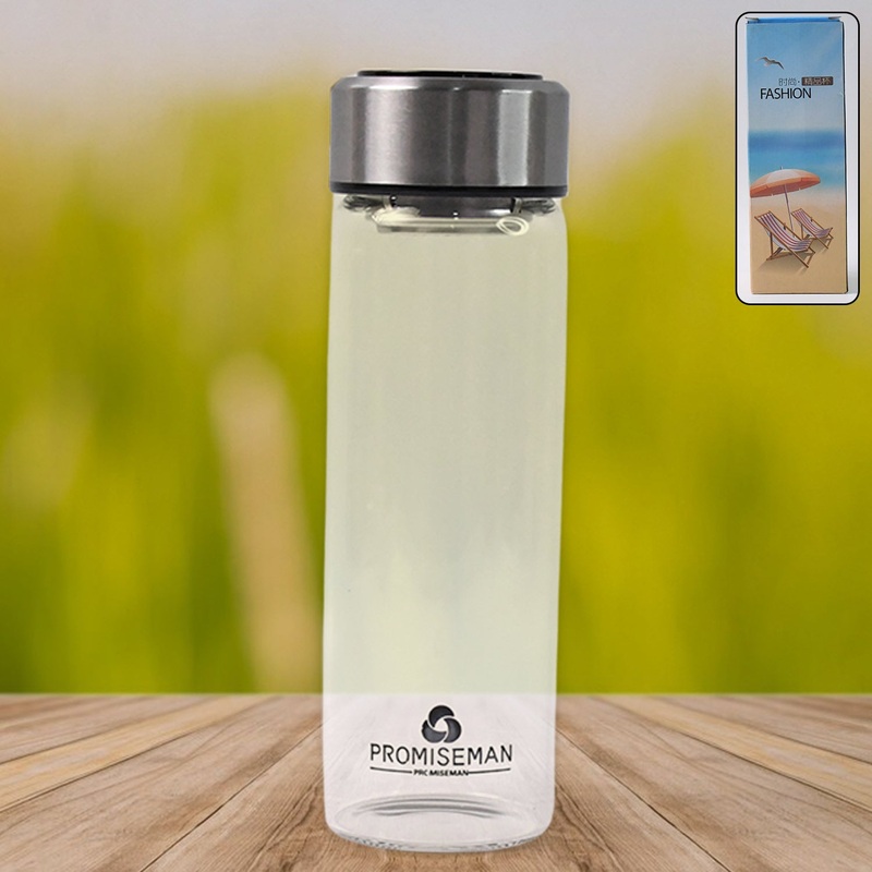 Outdoor Sport Glass Water Bottle With Steel Lid / 500 Ml Approx)