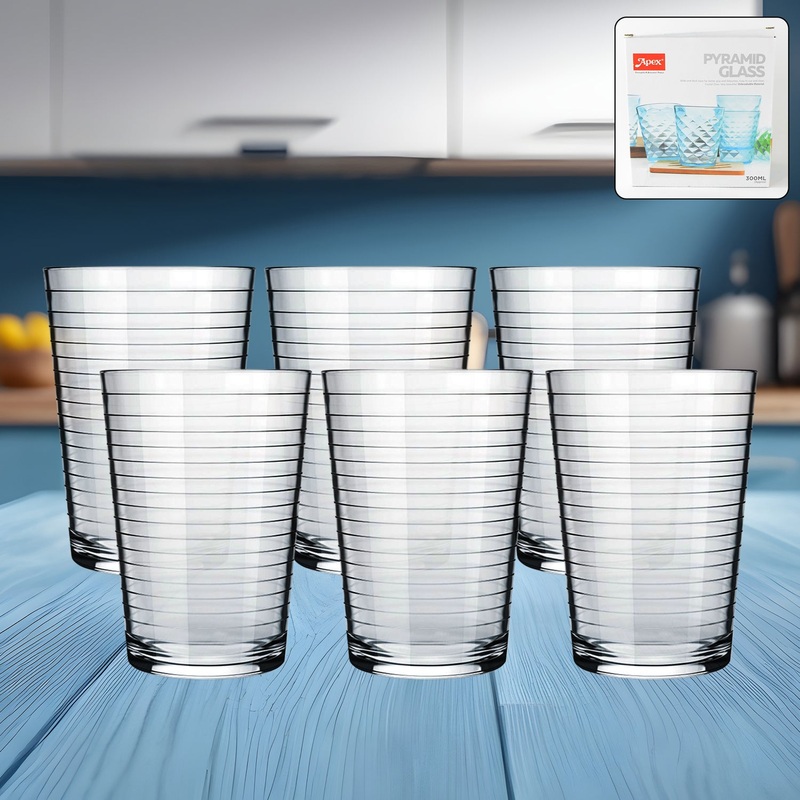 Apex Pyramid Ringo Plastic Glass  300ml Approx | Durable, Crystal-Clear Tumbler