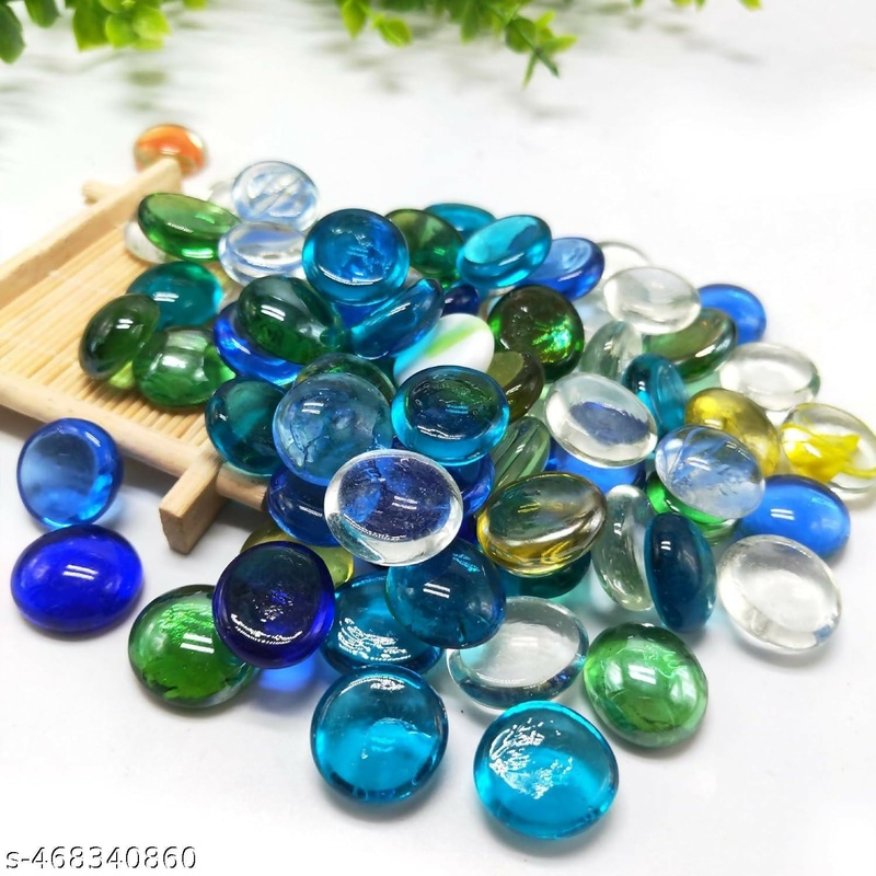 Decorative Flat Glass Pebbles  Assorted Colors