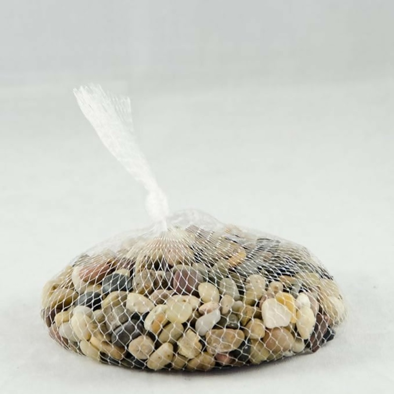 Natural Decorative Pebbles in Mesh Bag  Mixed River Stones for Home & Garden