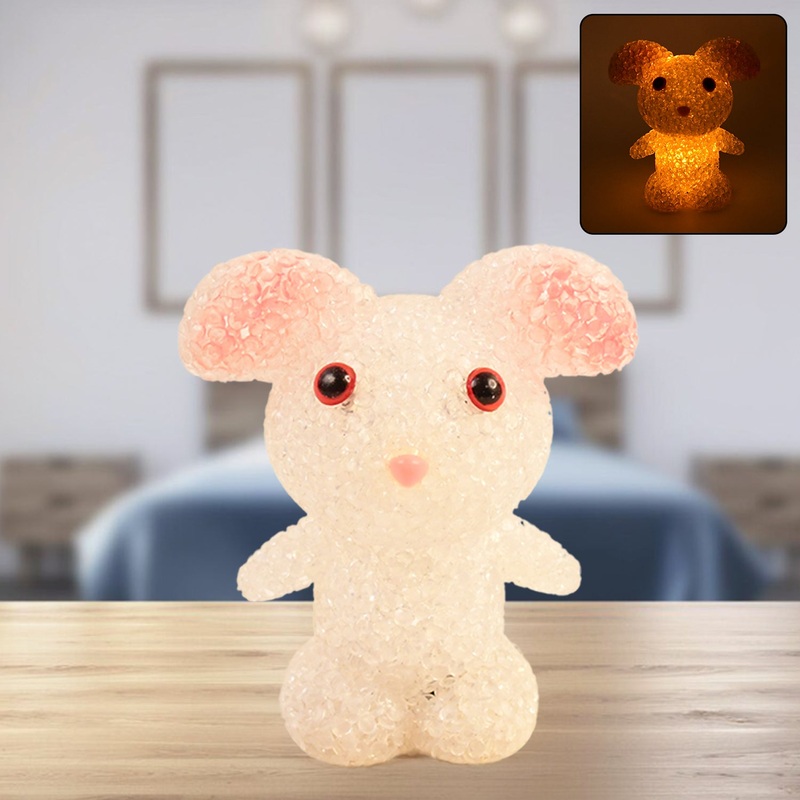 Crystal LED Night Light Lamp  Cute Glowing Animal Decorative Light (1 Pc)