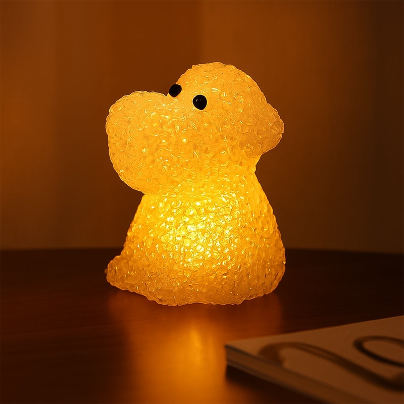 Dog Shape Crystal LED Night Light Lamp  Cute Glowing Animal Decorative Light (1 Pc)