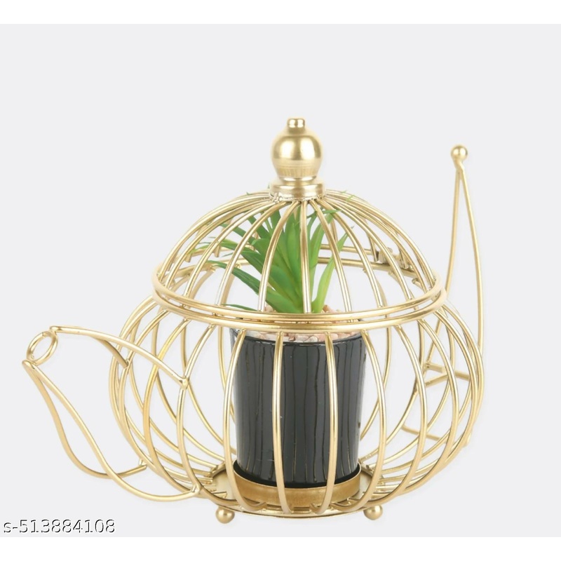 Vintage Bloom Kettle  Metal Planter