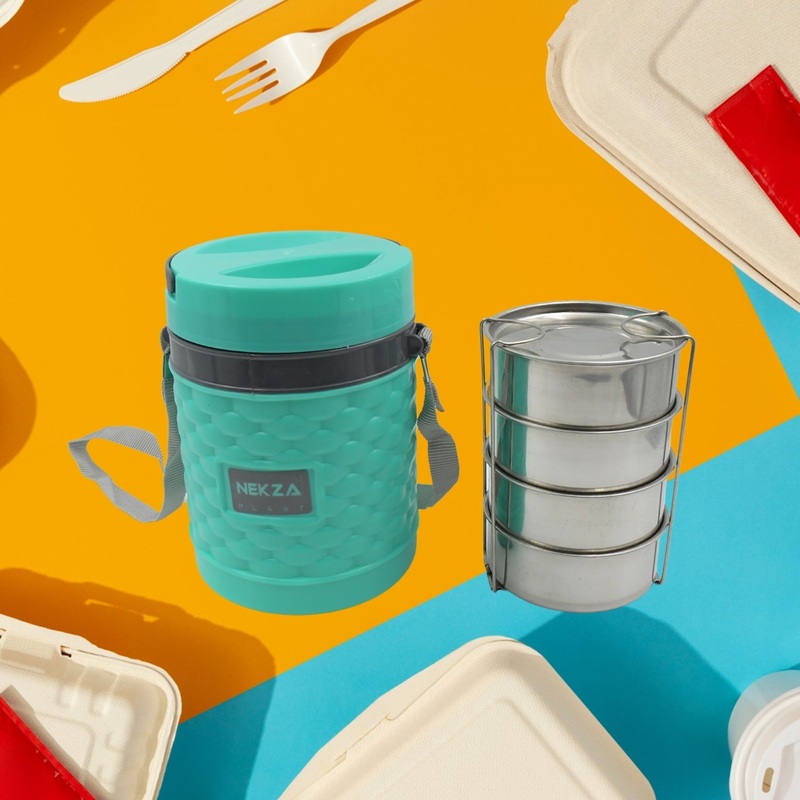 Customize Double Wall Insulated Tiffin with Handle (1 Pc): Stackable, Hot Food Container