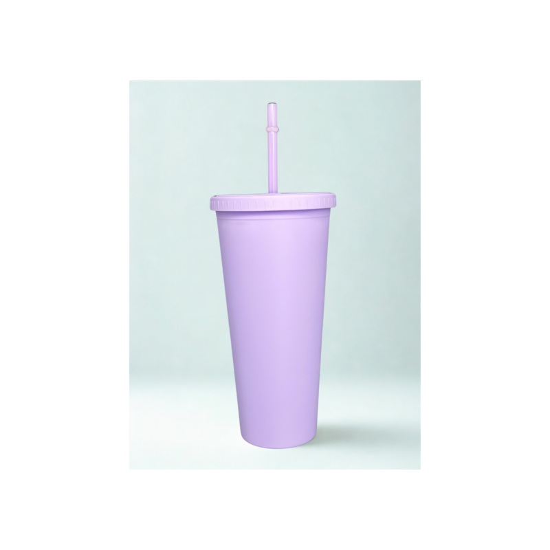Lavender Luxe  Matte Purple Tumbler with Straw