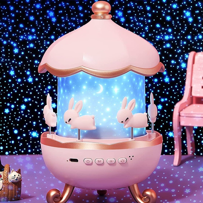 Bunnys Carousel Rotating LED Night Light