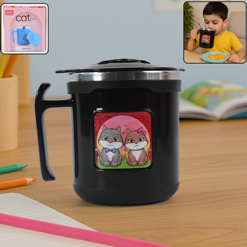 Customize 1 Pc Apex Cat Mug  250 ml Stainless Steel Insulated Inner with Cute Cat Print