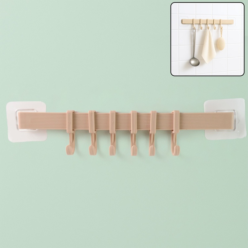 Self-Adhesive 6-Hook Wall Hanging Rack (1 Pc)