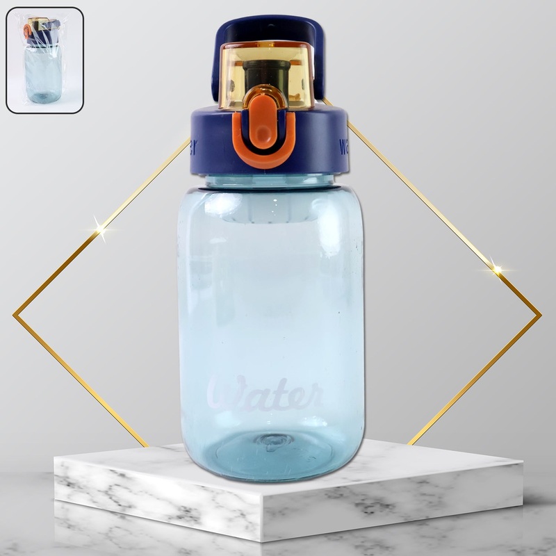 Blue Plastic Leak-Proof Flip Cap & Safty Lock Water Bottle (600ml Approx / 1 Pc)