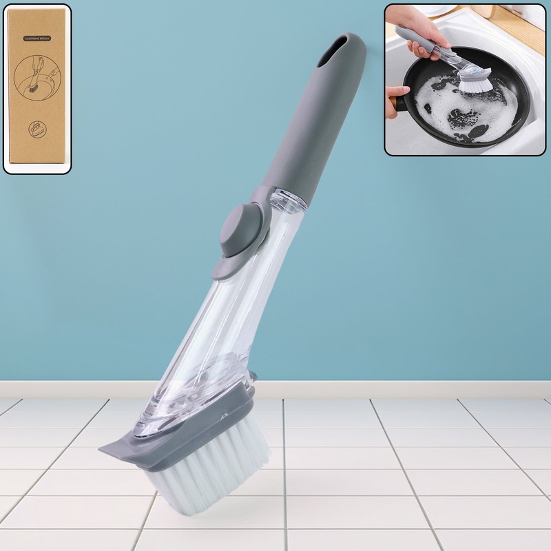 Dish Cleaning Brush with Built-in Liquid Soap Dispenser (1 Pc)