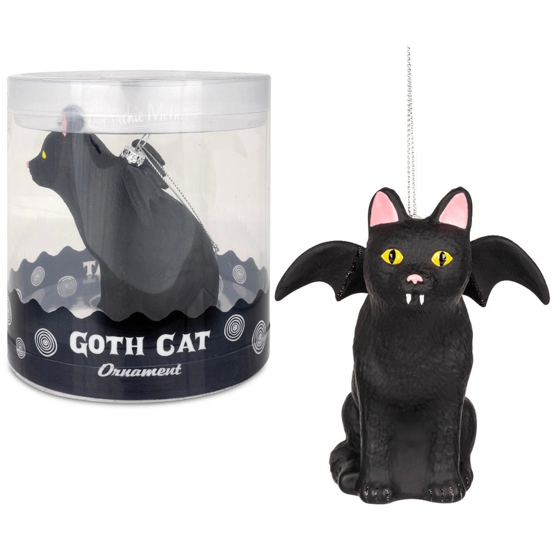 Goth Cat Hand-Blown Glass Ornament