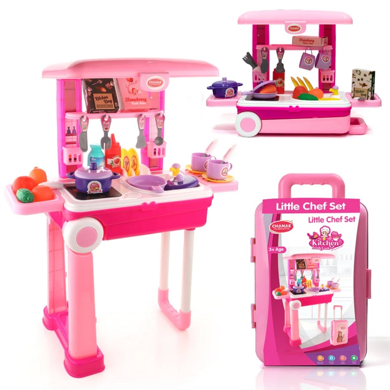 3-in-1 Kitchen Set for Kids with Suitcase  Role Play Cooking Toy for Girls & Boys (3+)