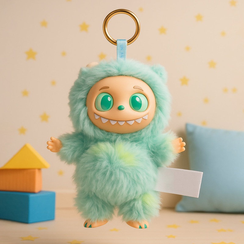 Mint Green Plush Toy Cartoon Keychain with Hook Colorful Animal Mint Green Have a Seat Vinyl Plush Blind Box  (1 Pc)
